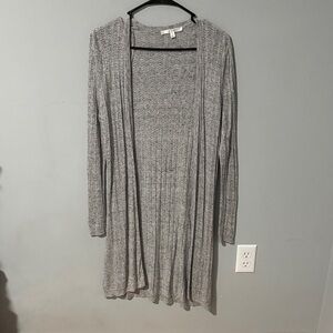 Cyrus‎ Heather Long Thin Sheer Gray Open Front Cardigan Cotttagecore